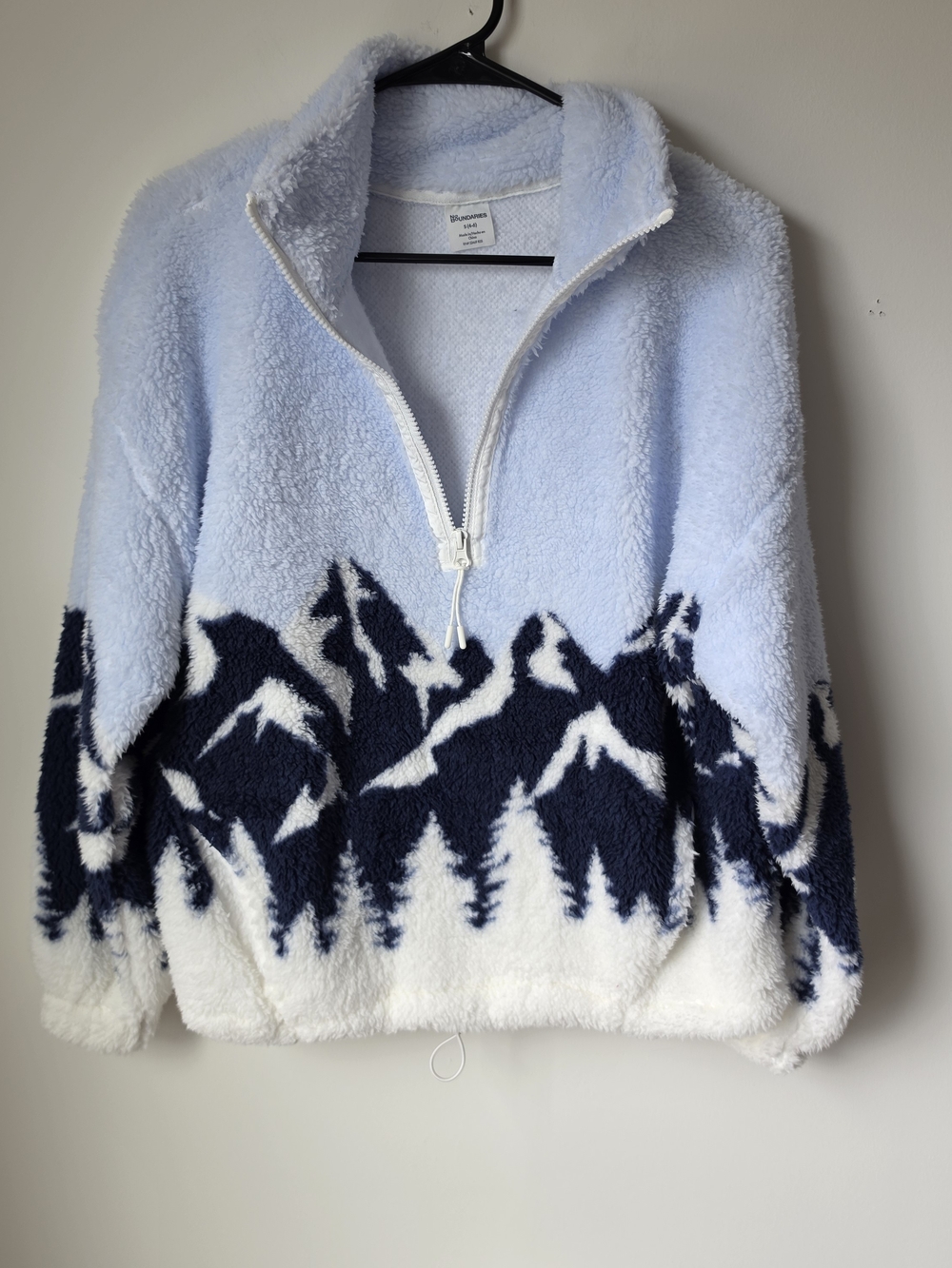 Cozy Mountain-Print Half-Zip Faux Fur Sherpa Pullover